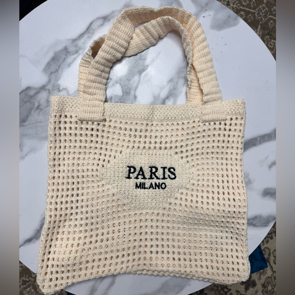 Cream Tote Bag beach knit handbag